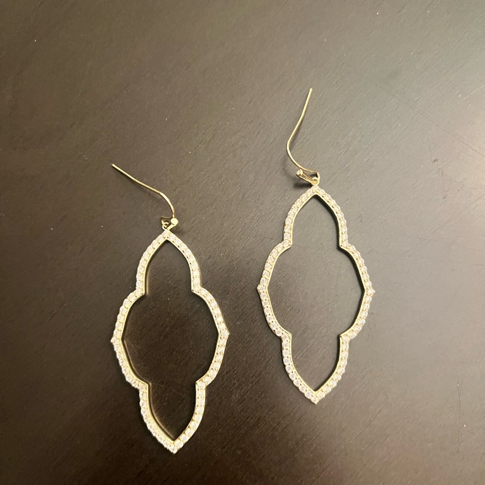 Kendra Scott Open Frame Earrings in White Crystal